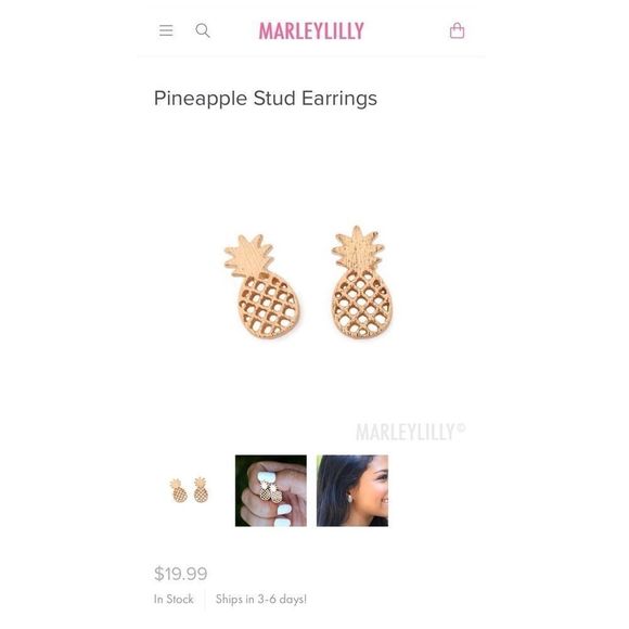 Pineapple Stud Earrings - Picture 3 of 4